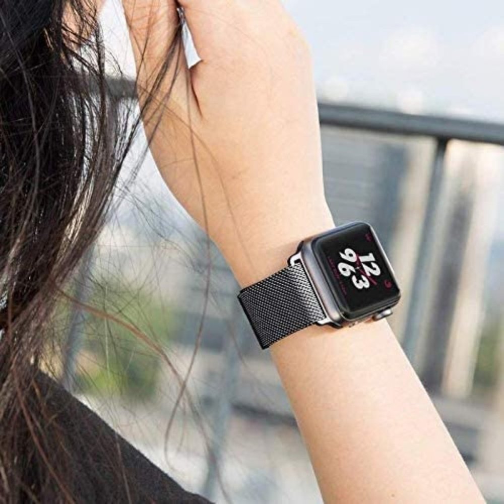 NEW BAND BLACK Milanese Stainless For Apple Watch - Picture 8 of 10